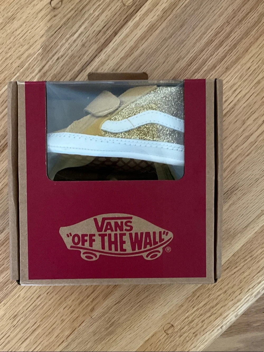 Vans Infant Gold Glitter and White Old Skool Sneakers